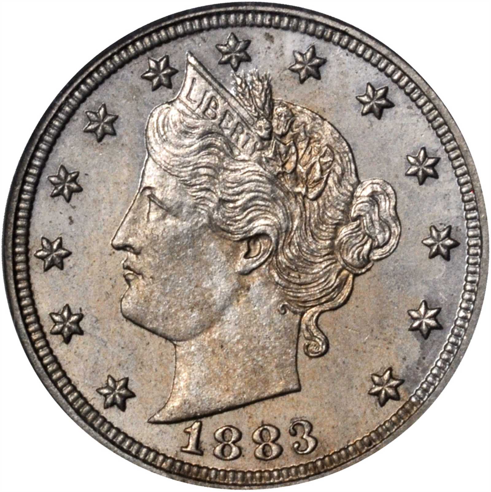 1883 Liberty Nickel. With CENTS. Proof--Environmental Damage (NCS).