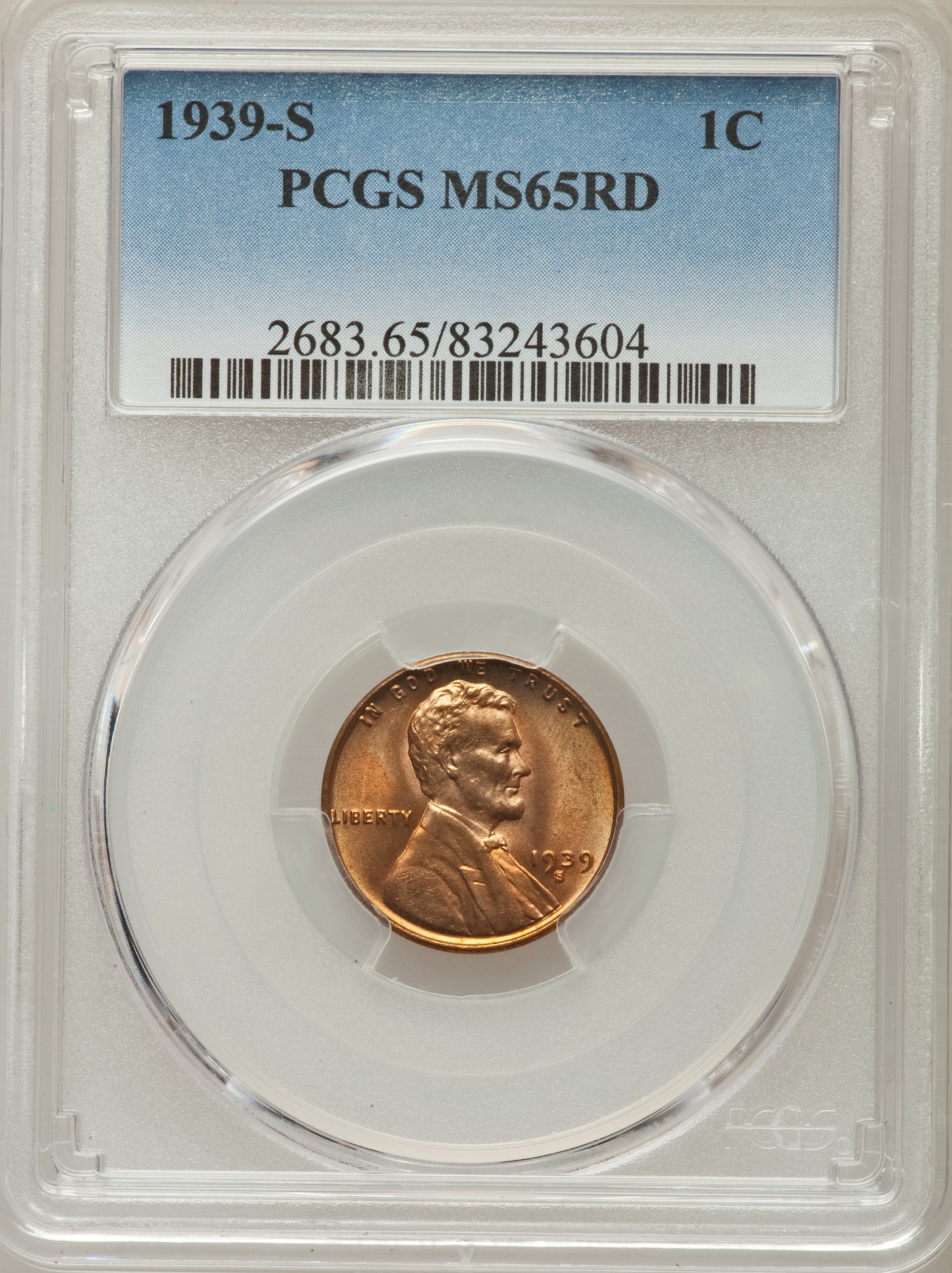 (3)1939-S 1C MS65 Red PCGS. PCGS Population: (1157/3639). NGC Census: (442/2889). CDN: $10 Whsle. Bid for problem-free NGC/... (Total: 3 coins)