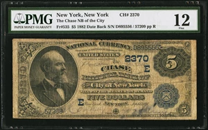 image for: New York, NY - $5 1882 Date Back Fr. 535 The Chase NB Ch. # 2370...
