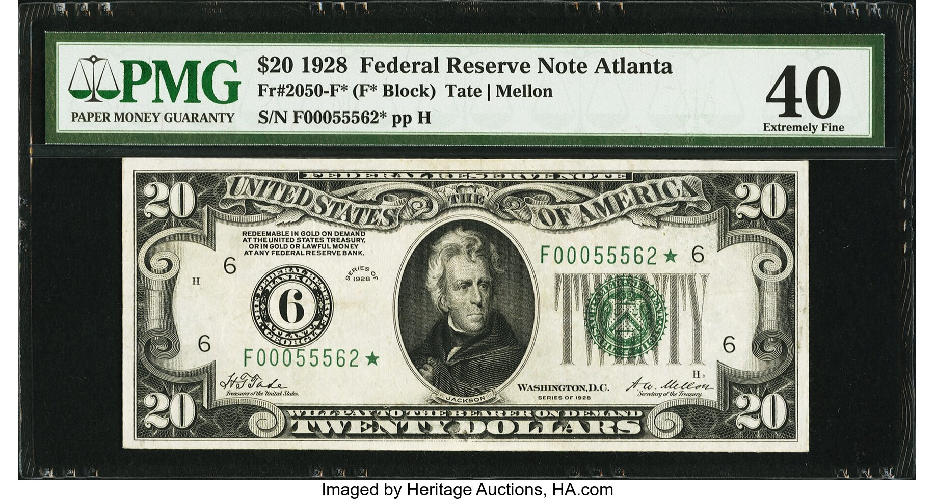 image for: Fr. 2050-F* $20 1928 Federal Reserve Star Note. PMG Extremely Fine 40....