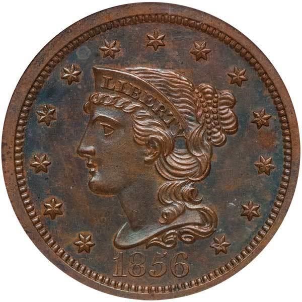 image for: 1C 1856 SLANTED 5 PCGS PR64 BN CAC