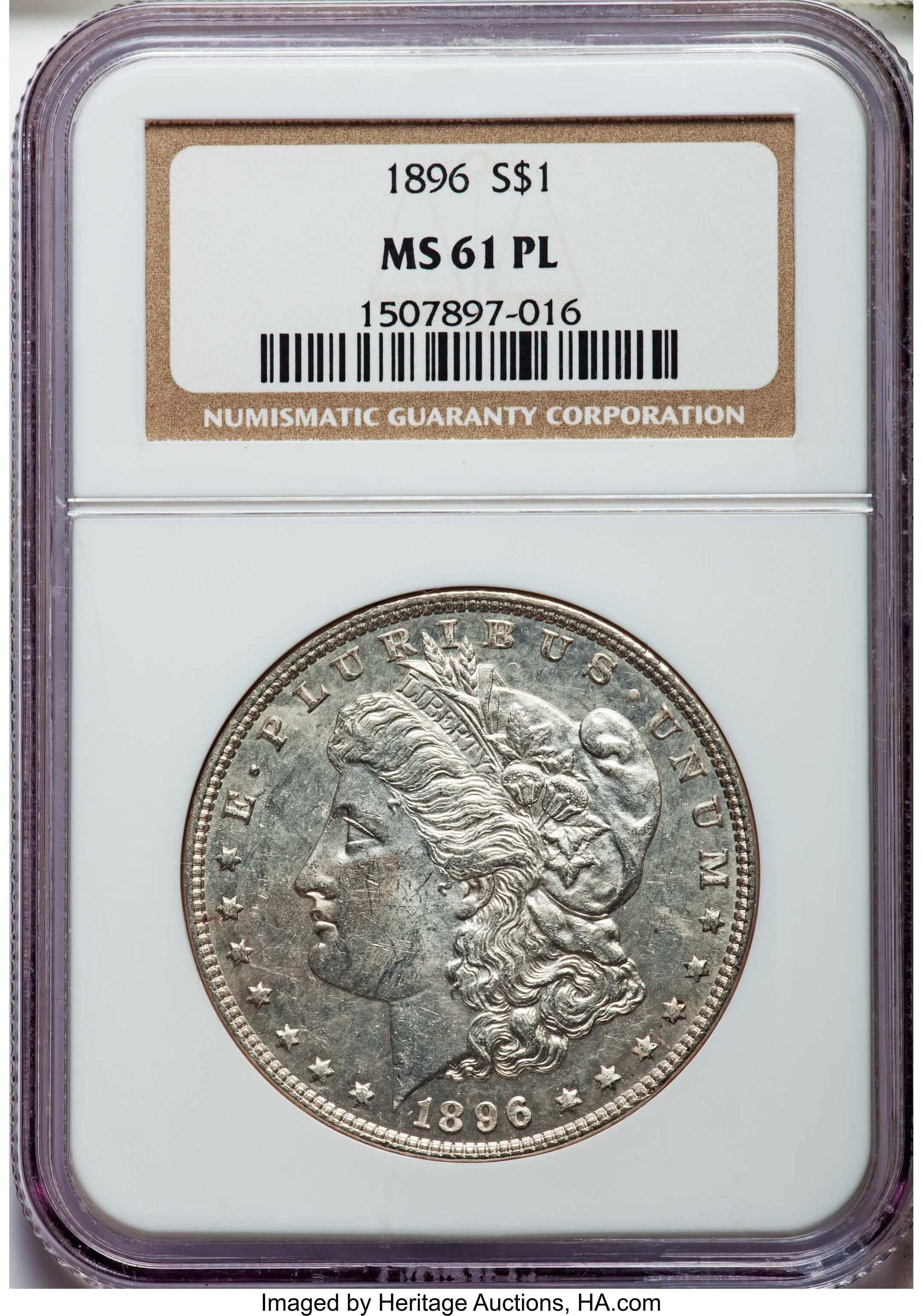 1896 $1 MS61 Prooflike NGC. NGC Census: (38/665). PCGS Population: (22/1031). ...