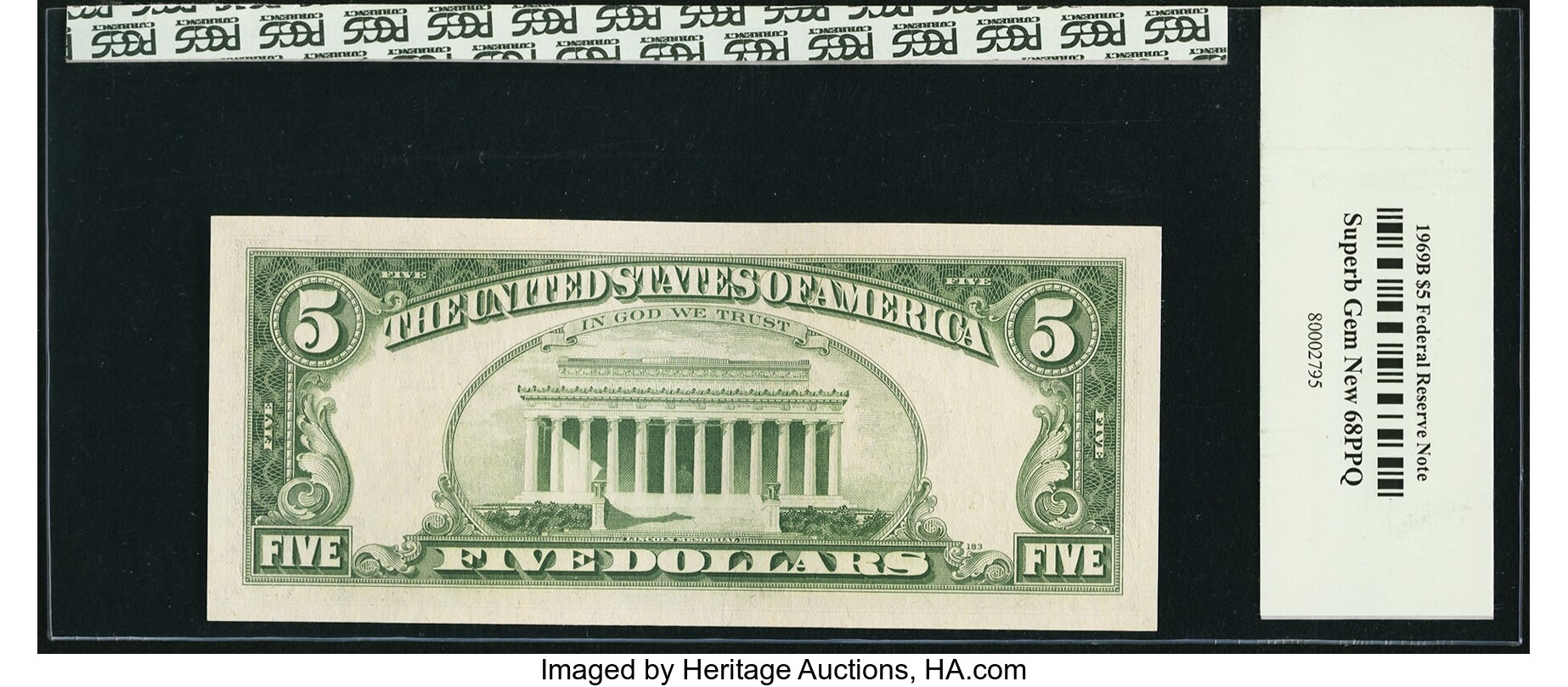 image for: Fr. 1971-E* $5 1969B Federal Reserve Star Note. PCGS Superb Gem New 68PPQ....
