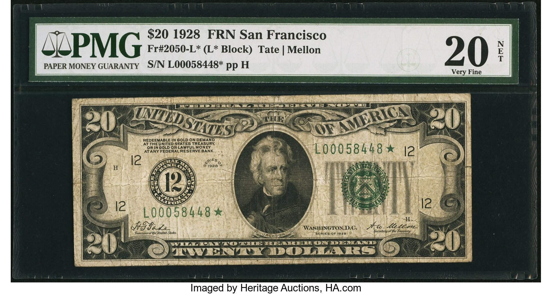image for: Fr. 2050-L* $20 1928 Federal Reserve Star Note. PMG Very Fine 20 Net....