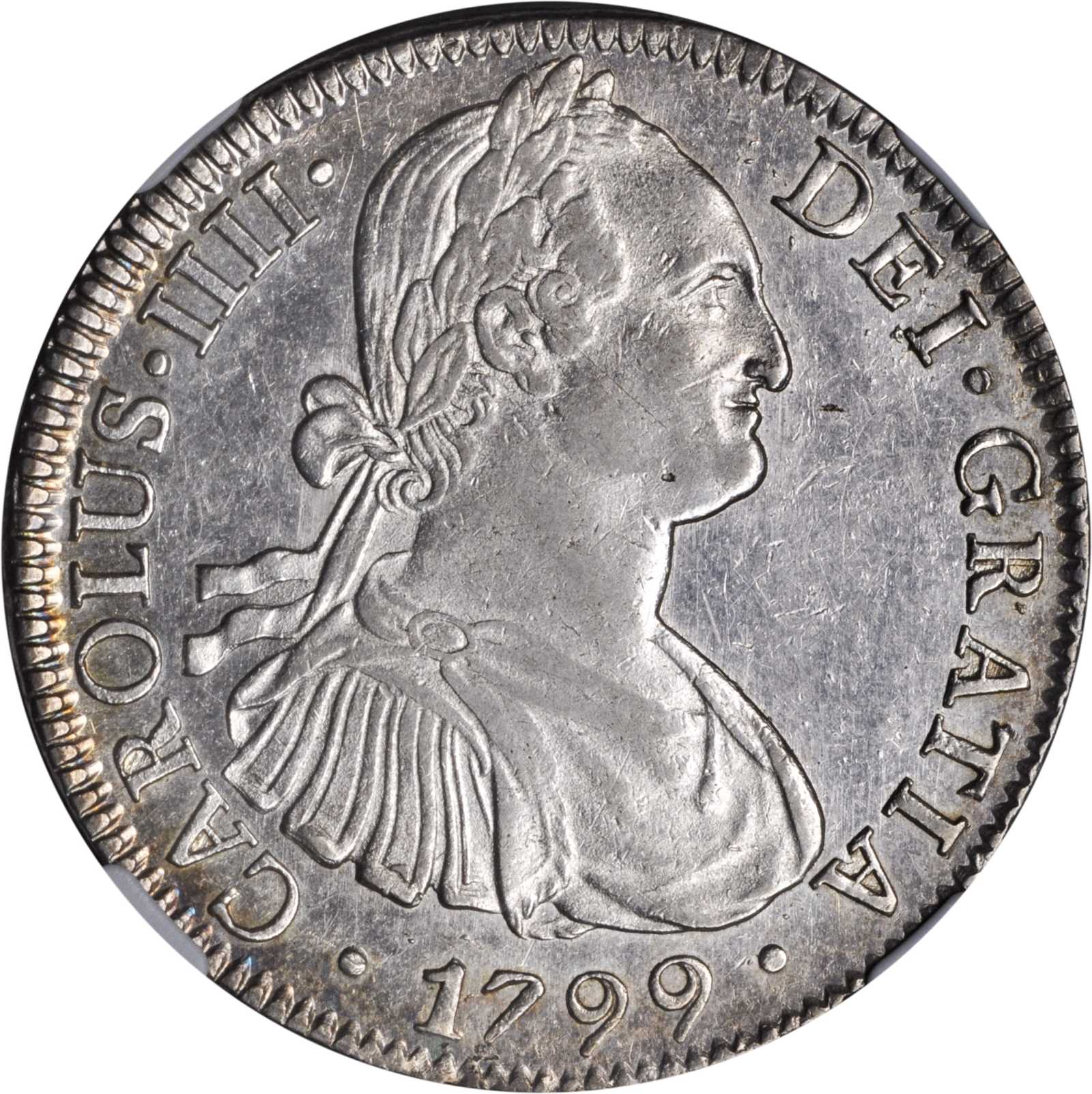 MEXICO. 8 Reales, 1799-FM. Charles IV (1788-1808). NGC AU-50.