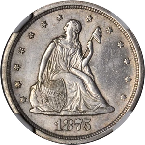 image for: 1875-S Twenty-Cent Piece. AU Details--Improperly Cleaned (NGC)