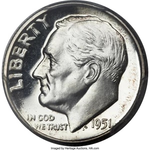image for: 1951 10C PR67 Deep Cameo PCGS....