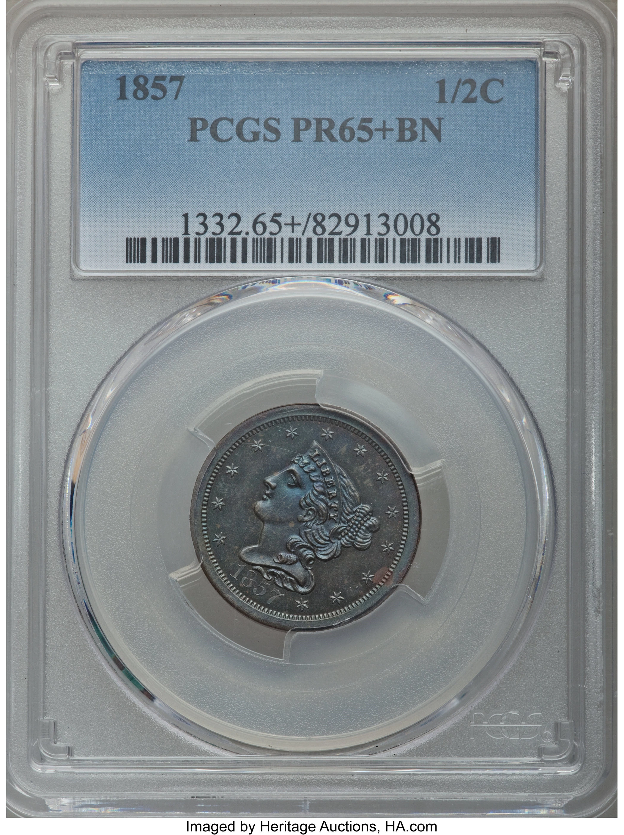 1857 Braided Hair Half Penny Proof BN Coin Pricing Guide
