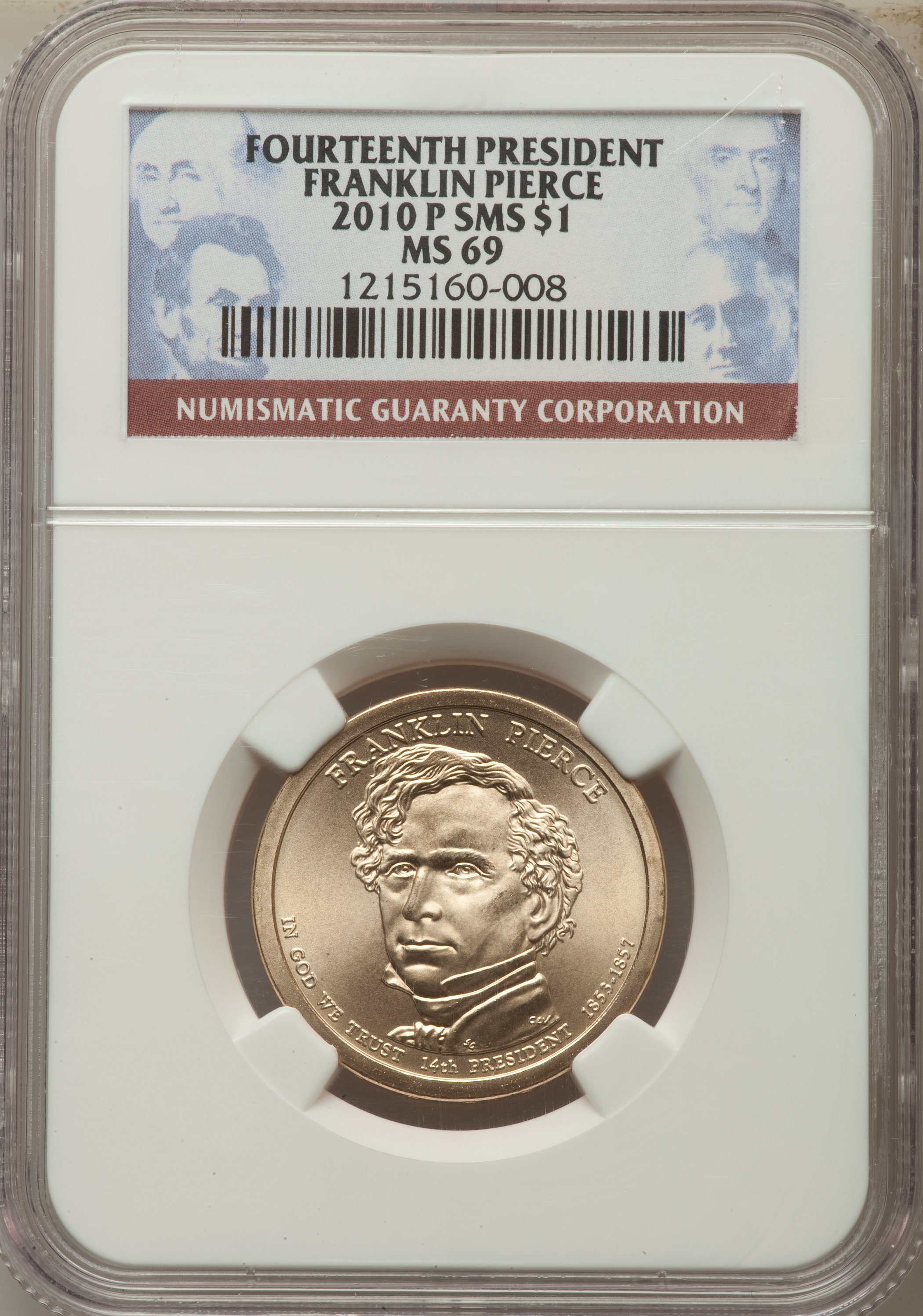 2010 P One Dollar Franklin Pierce Satin Finish Position B