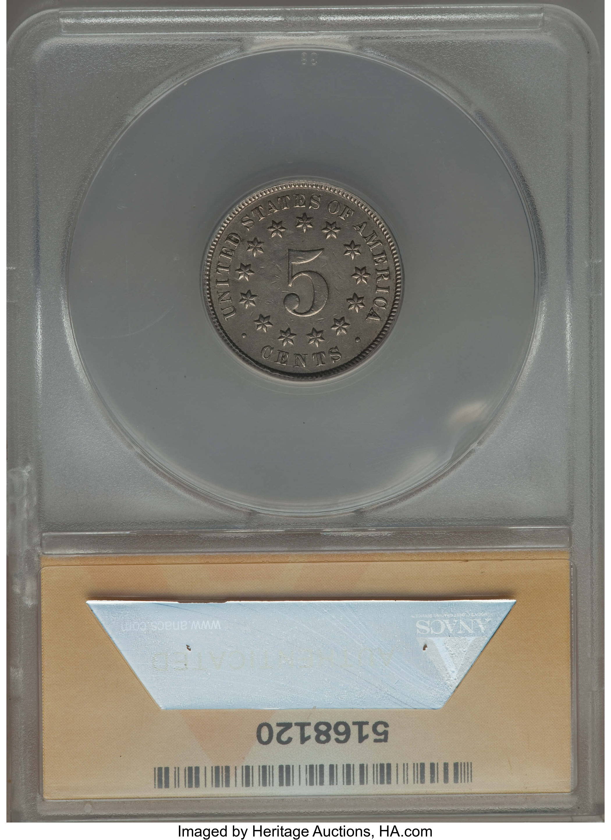 1874 5c AU53 CAC thumbnail 17