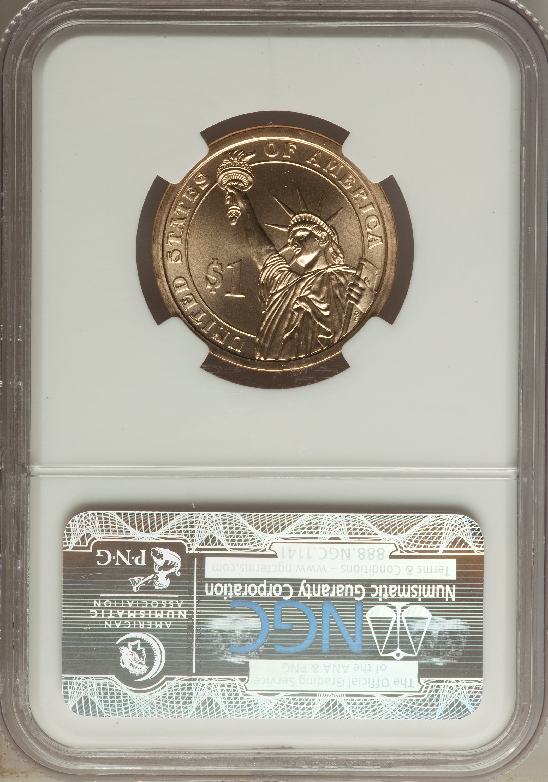 image for: 2010-D $1 Franklin Pierce, Position A, Satin Finish MS69 NGC. NGC Census: (0/0). PCGS Population: (2/0).  ...