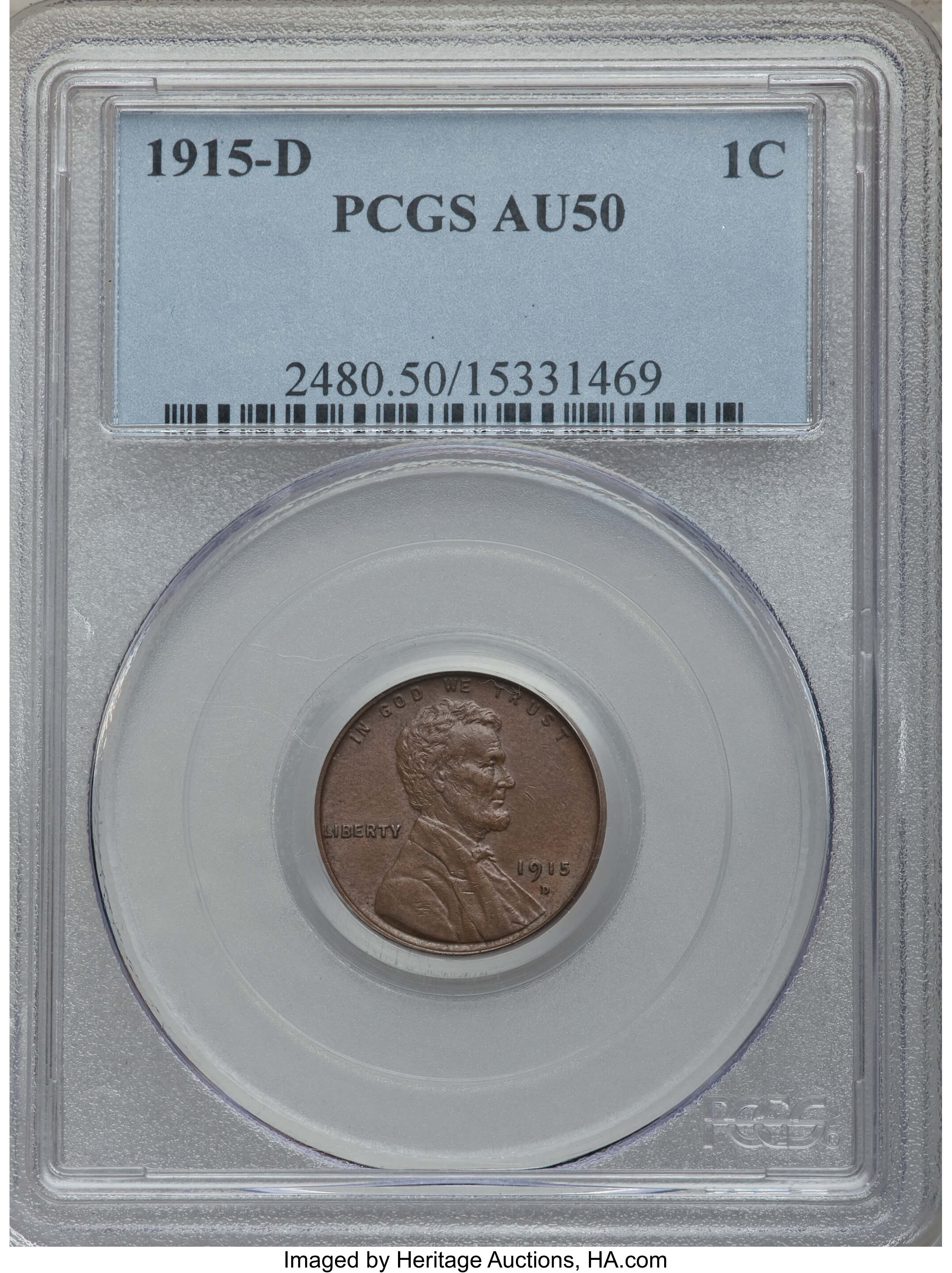 1915-D 1C AU50 PCGS. This lot also includes the following: 1926-D 1C AU58 ANACS; and a 1926-S 1C AU50 PCGS. ... (Total: 3 coins)