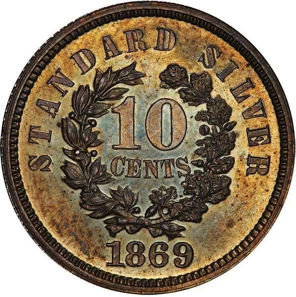 image for: 10C 1869 J-696 PCGS PR65+ CAC EX SIMPSON