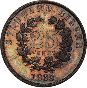 image for: 25C 1869 J-727 PCGS PR64+ EX SIMPSON