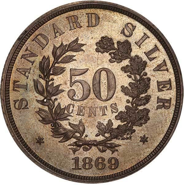 image for: 50C 1869 J-748 PCGS PR64+ CAC EX SIMPSON