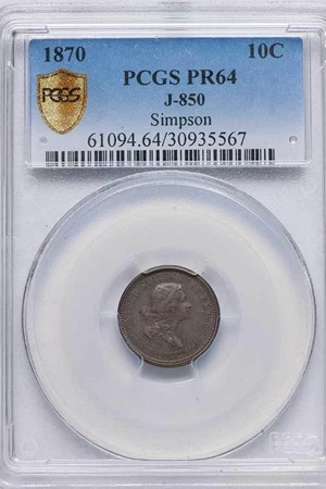 image for: 10C 1870 J-850 PCGS PR64 EX SIMPSON