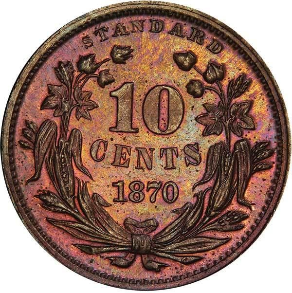 image for: 10C 1870 J-852 PCGS PR65 RB CAC EX SIMPSON