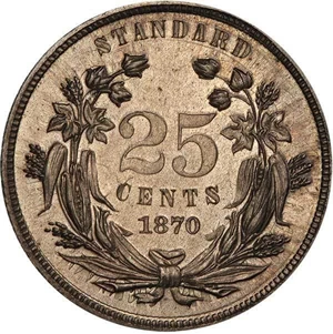 image for: 25C 1870 J-893A PCGS PR64 EX SIMPSON