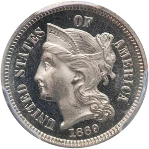 image for: 3CN 1869 PCGS PR67 DCAM