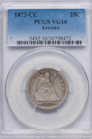 image for: 25C 1873-CC ARROWS. PCGS VG10