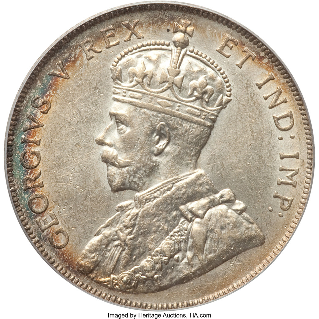 image for: George V 50 Cents 1911 AU58 PCGS