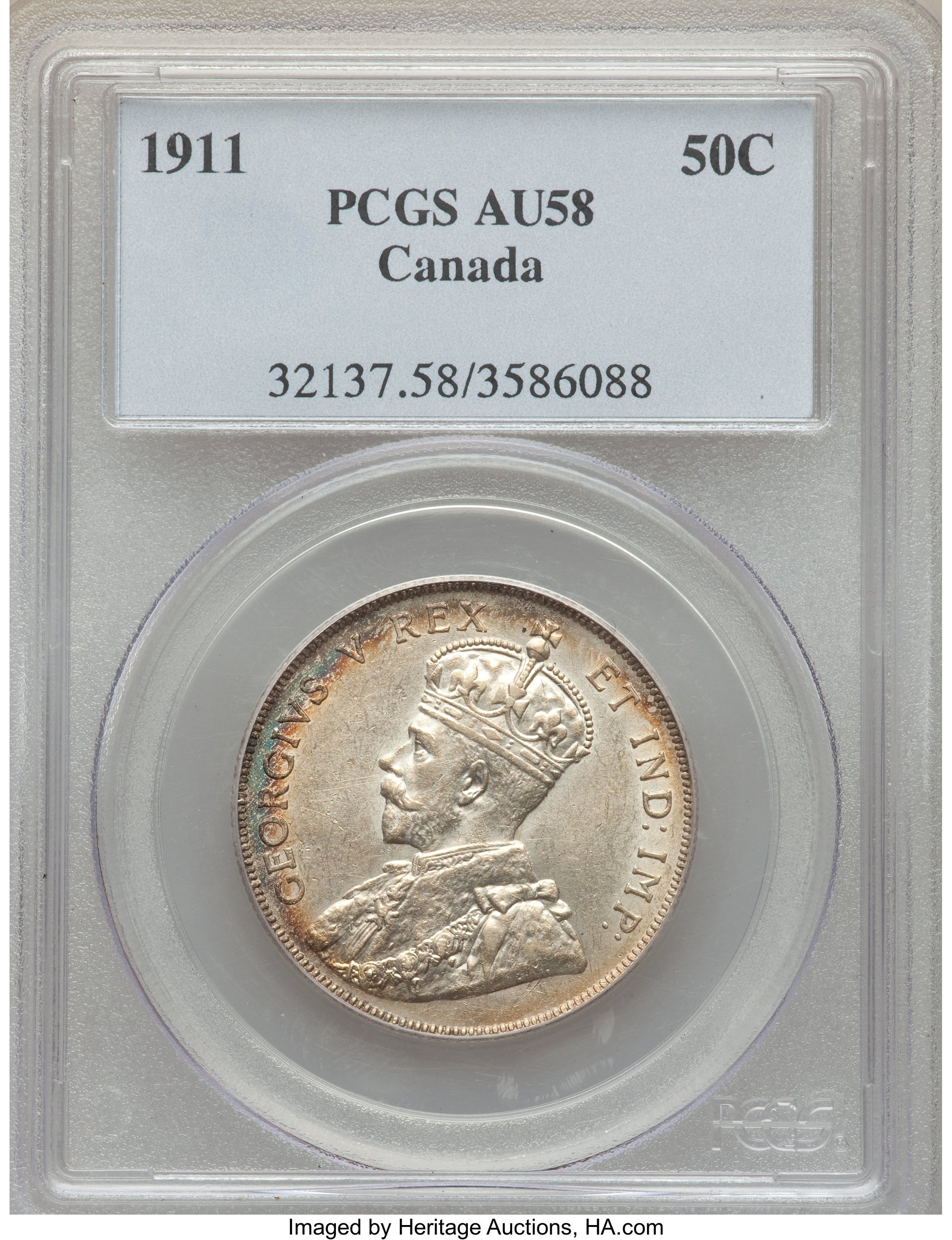image for: George V 50 Cents 1911 AU58 PCGS