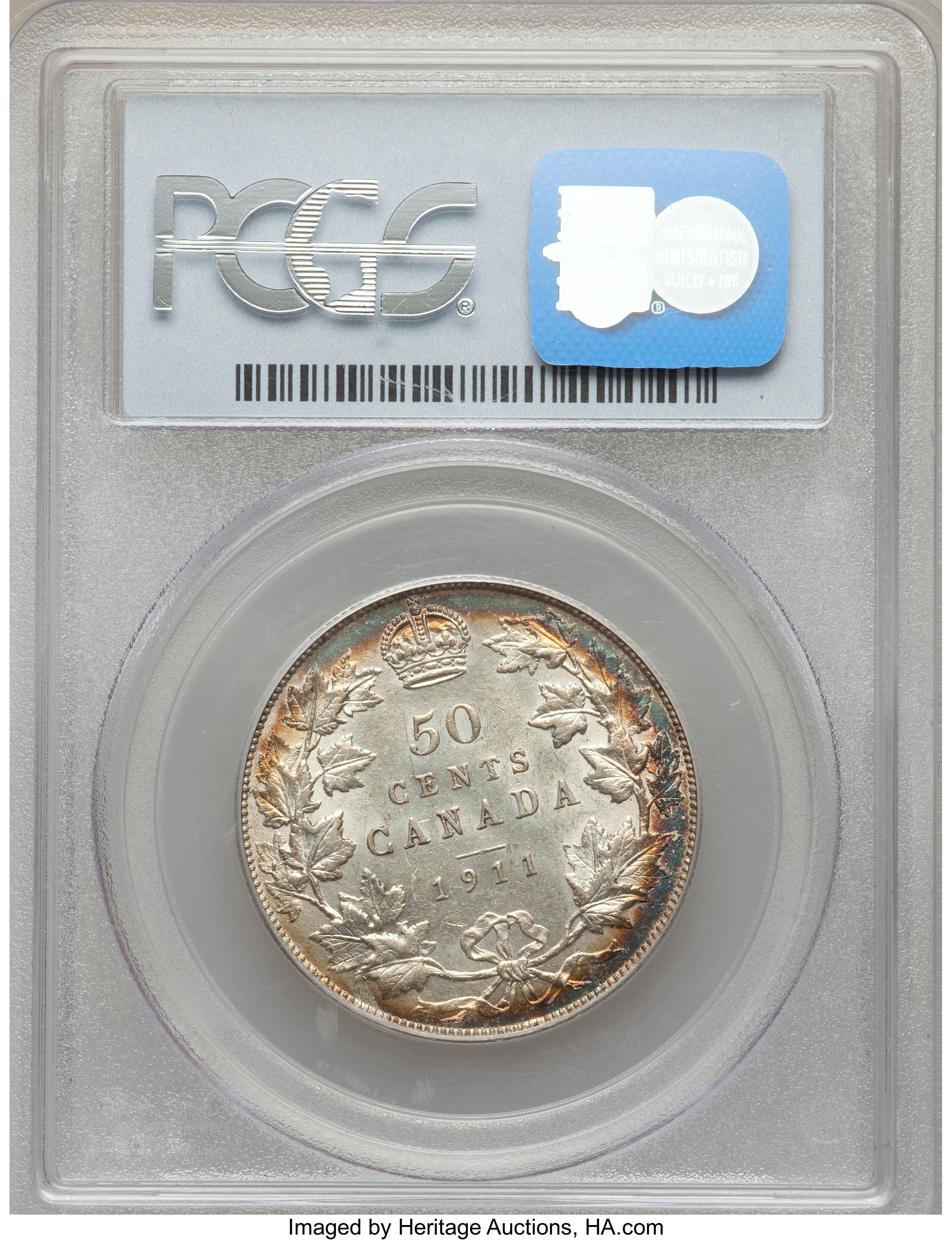 image for: George V 50 Cents 1911 AU58 PCGS