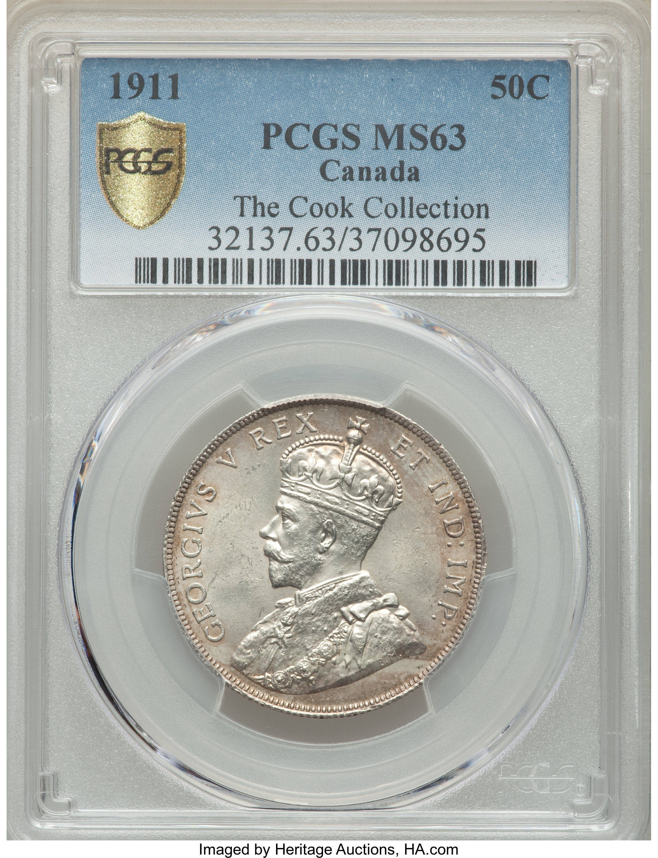 image for: George V 50 Cents 1911 MS63 PCGS