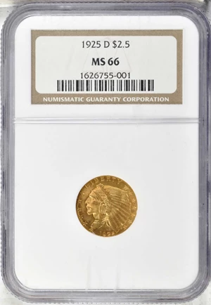 image for: 1925-D Indian Quarter Eagle. MS-66 (NGC).