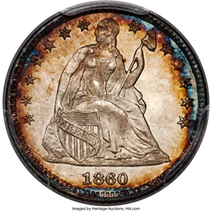 image for: 1860 H10C Transitional, Judd-267, Pollock-315, R.4, MS68 PCGS. CAC....