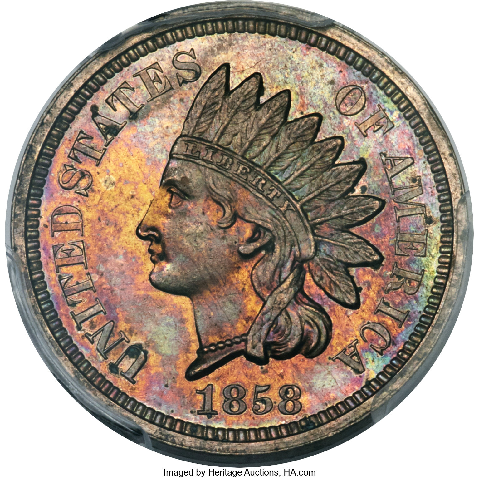 image for: 1858 P1C Flying Eagle/Indian Cent, Judd-220, Pollock-250, Unique, PR63 PCGS....