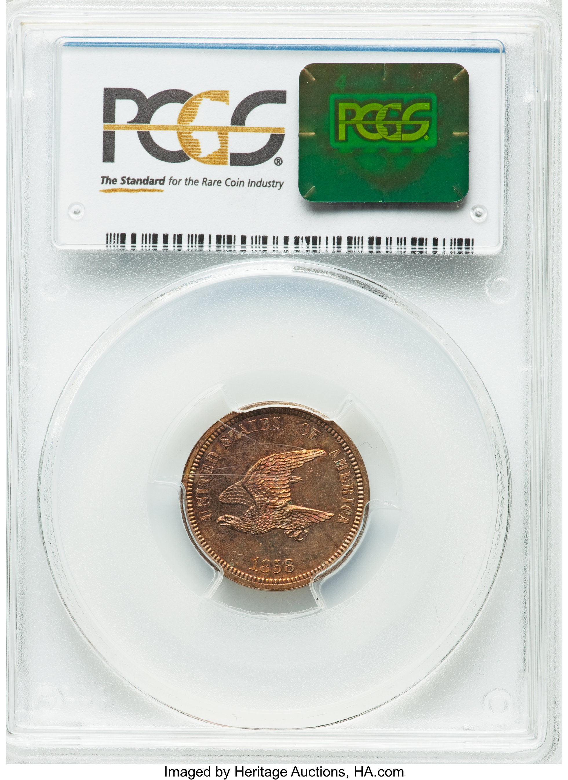 image for: 1858 P1C Flying Eagle/Indian Cent, Judd-220, Pollock-250, Unique, PR63 PCGS....