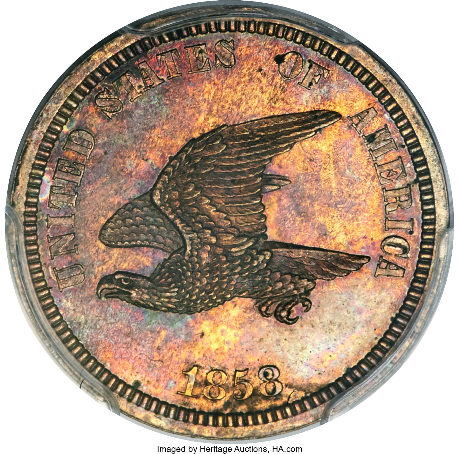 image for: 1858 P1C Flying Eagle/Indian Cent, Judd-220, Pollock-250, Unique, PR63 PCGS....