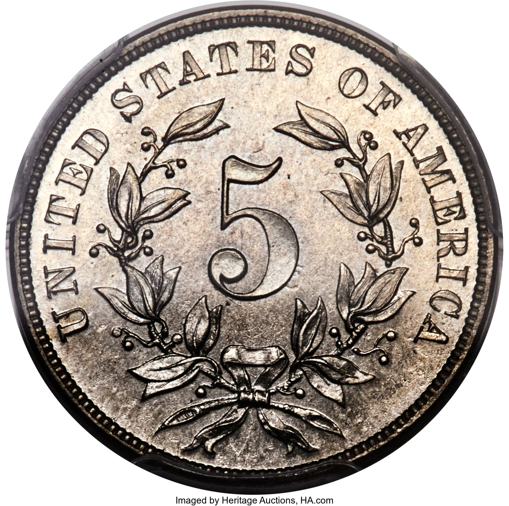 image for: 1866 5C Five Cents, Judd-467, Pollock-560, High R.7, PR64 PCGS. CAC....