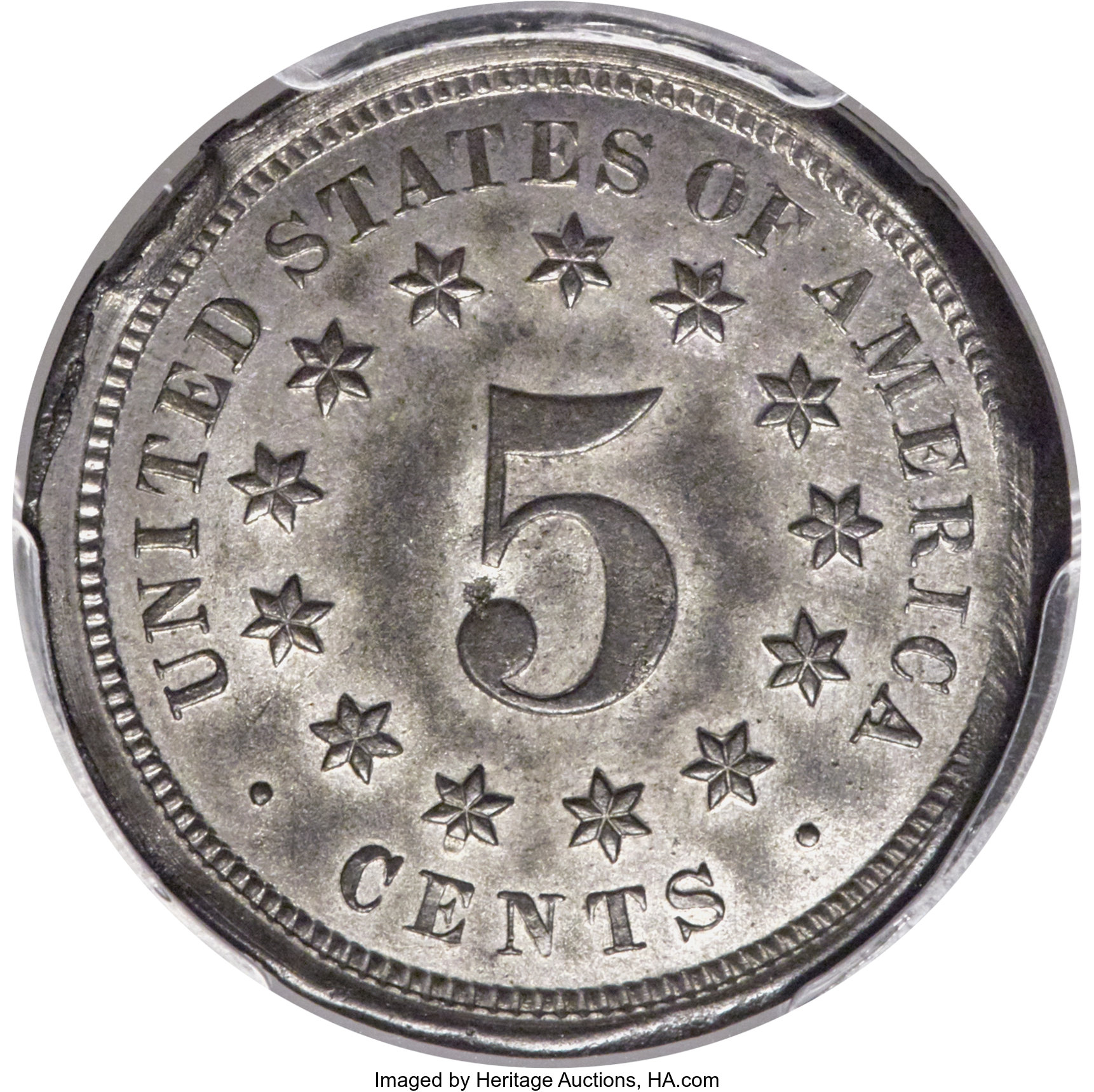 image for: 1866 5C Five Cents, Judd-520, Pollock-547, R.8, PR63 PCGS. CAC....