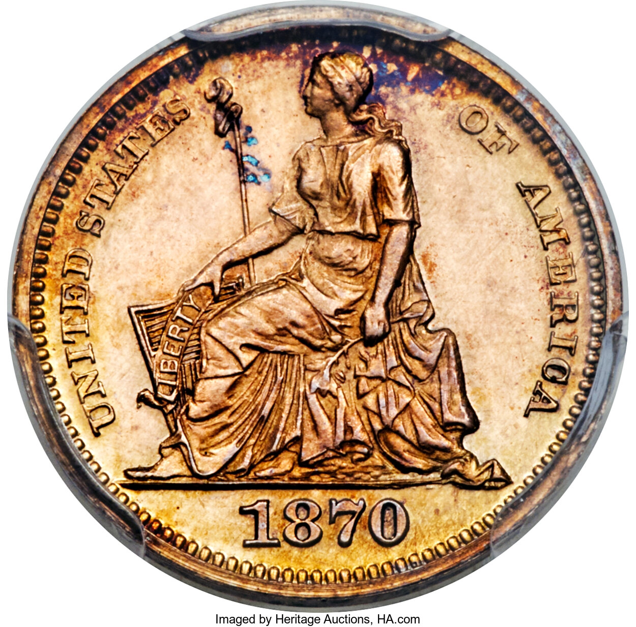 image for: 1870 H10C Standard Silver Half Dime, Judd-810, Pollock-898, High R.7, PR62 PCGS. CAC....