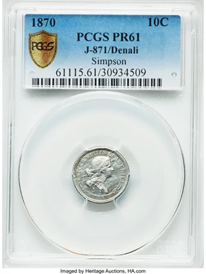 image for: 1870 10C Standard Silver Dime, Judd-871, Pollock-968, High R.7, PR61 PCGS....