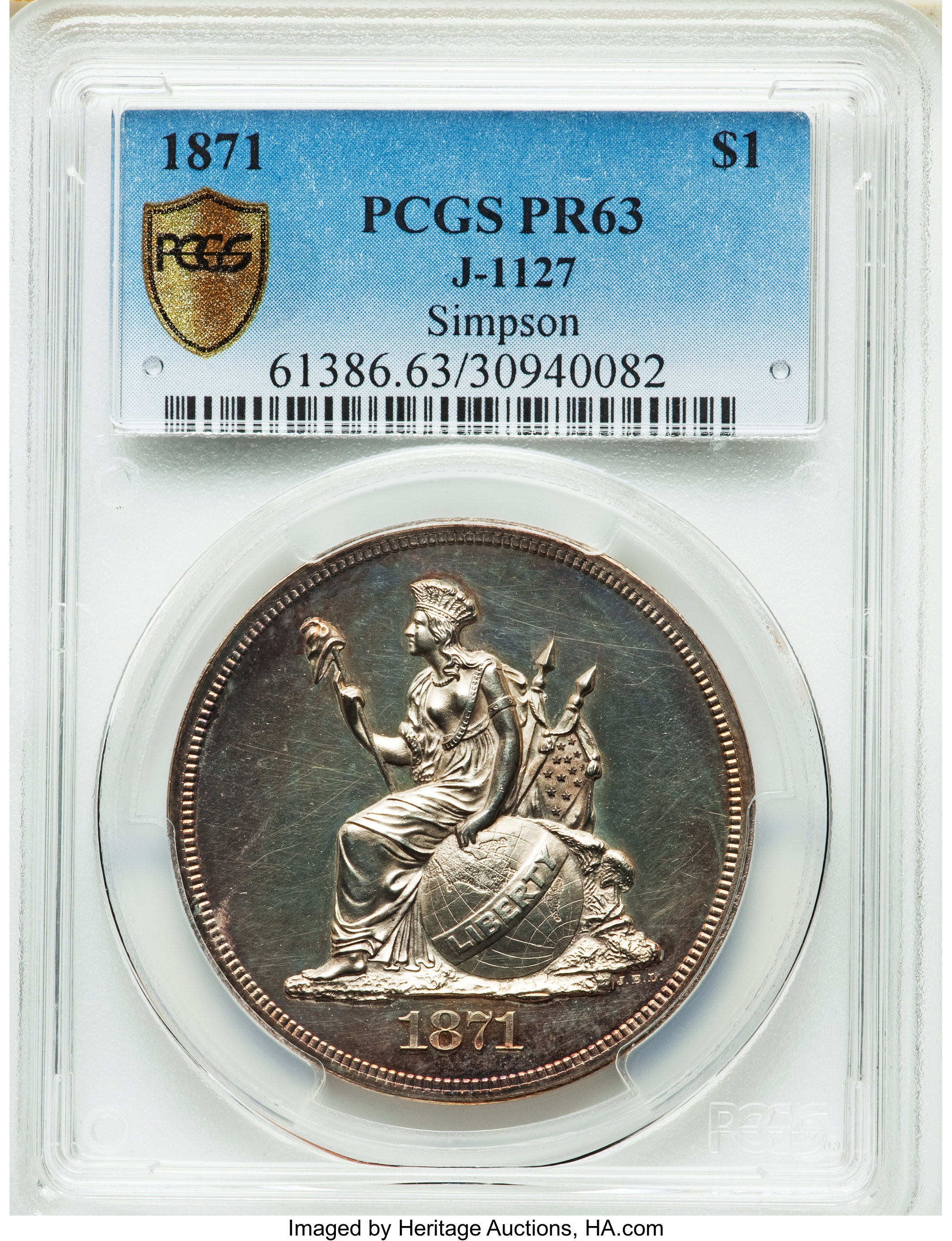 image for: 1871 $1 Dollar, Judd-1127, Pollock-1263, R.8, PR63 PCGS....