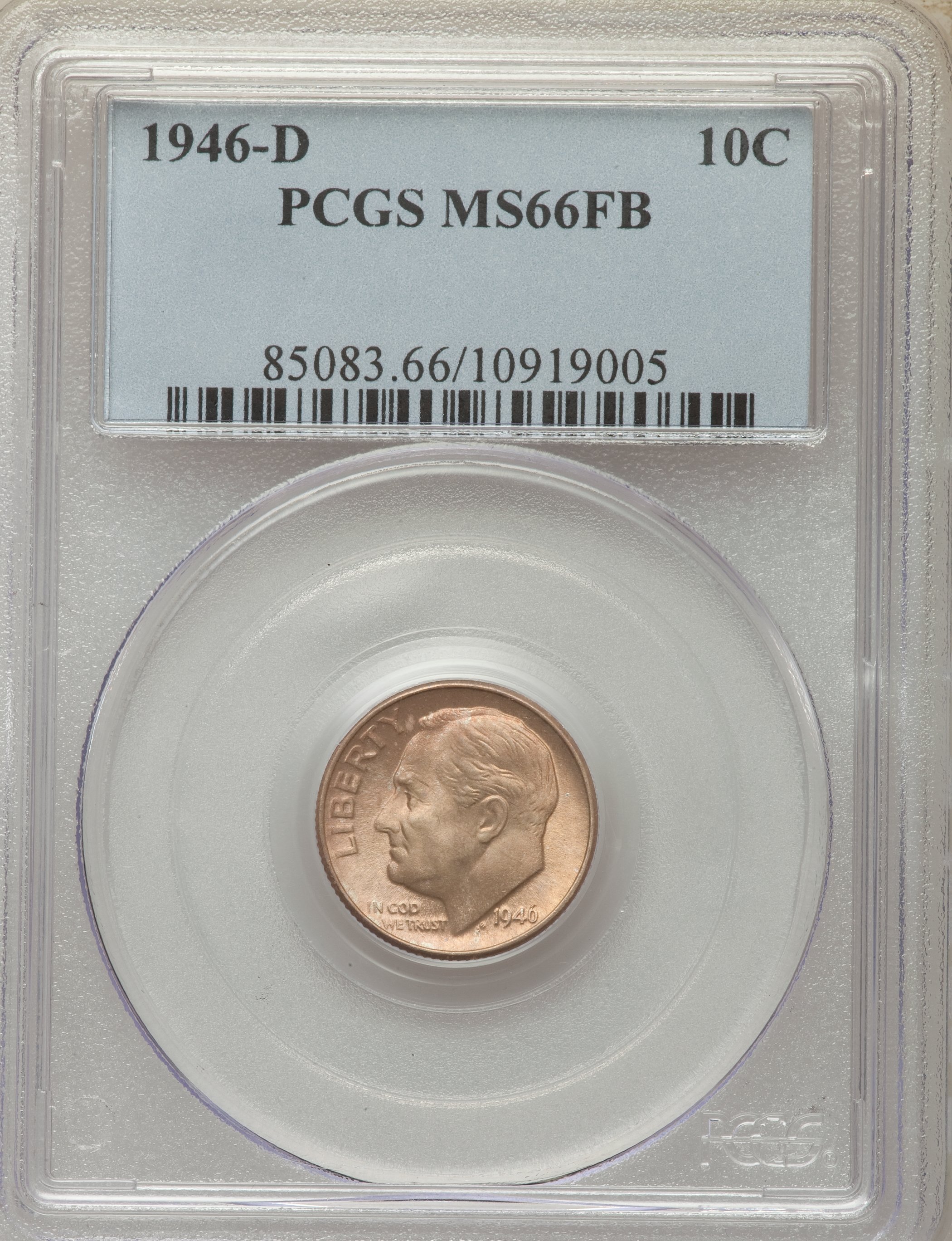 1946-D 10C MS66 Full Bands PCGS. PCGS Population: (793/104). NGC Census: (356/146). Mintage 61,043,500. ...