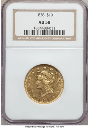 image for: 1838 $10 AU58 NGC....