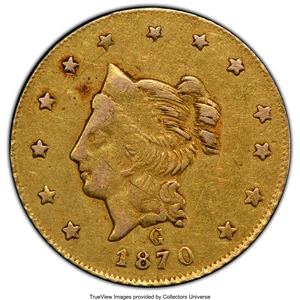 image for: 1870 $1 Liberty Round 1 Dollar, BG-1203, Low R.5, XF45 PCGS. PCGS Population: (3/44 and 0/0+). NGC Census: (1/7 and 0/0+). ...