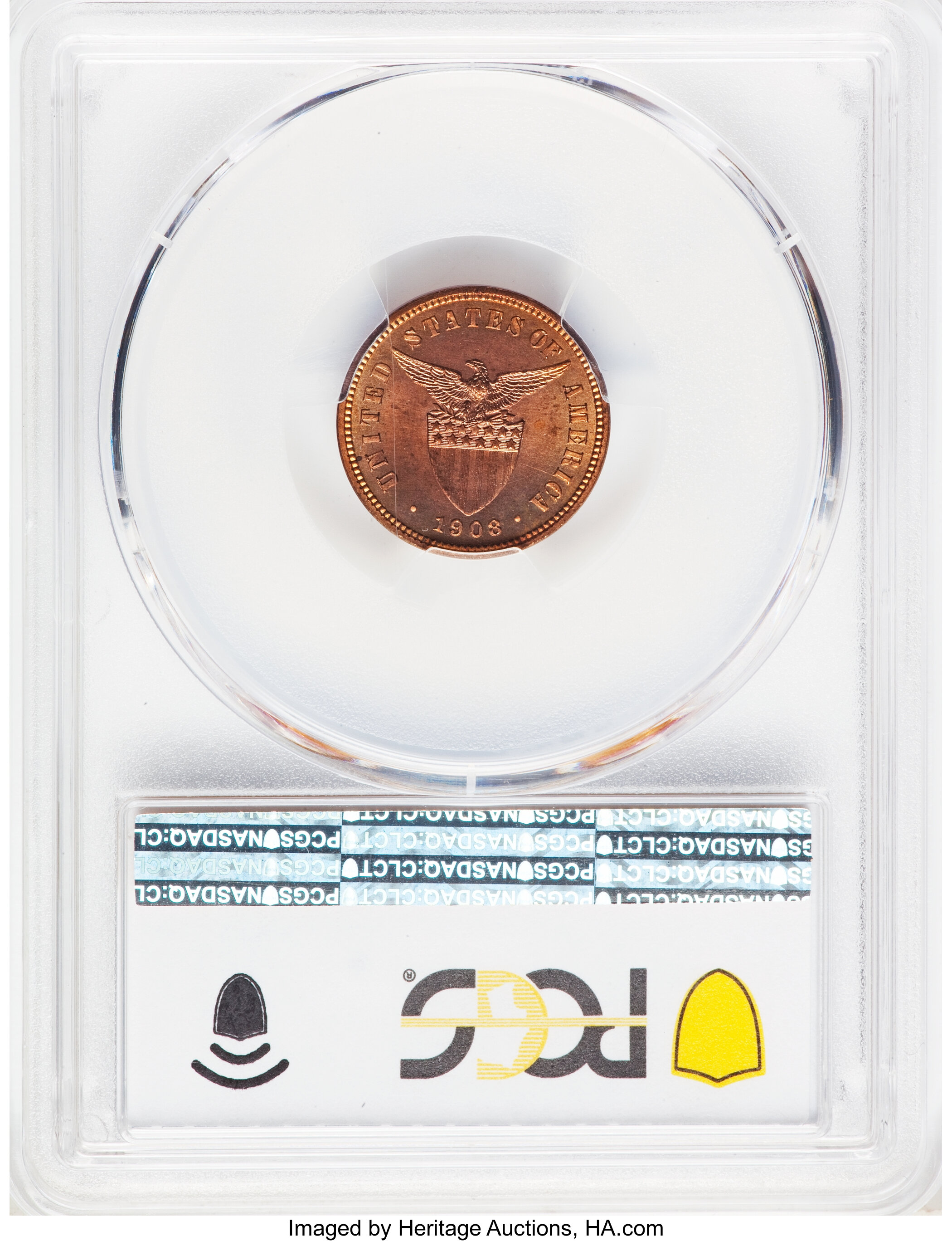 image for: 1908 1/2C Philippines Half Centavo PR66 Red PCGS. PCGS Population: (10/0 and 0/0+). NGC Census: (0/0 and 0/0+).  From...