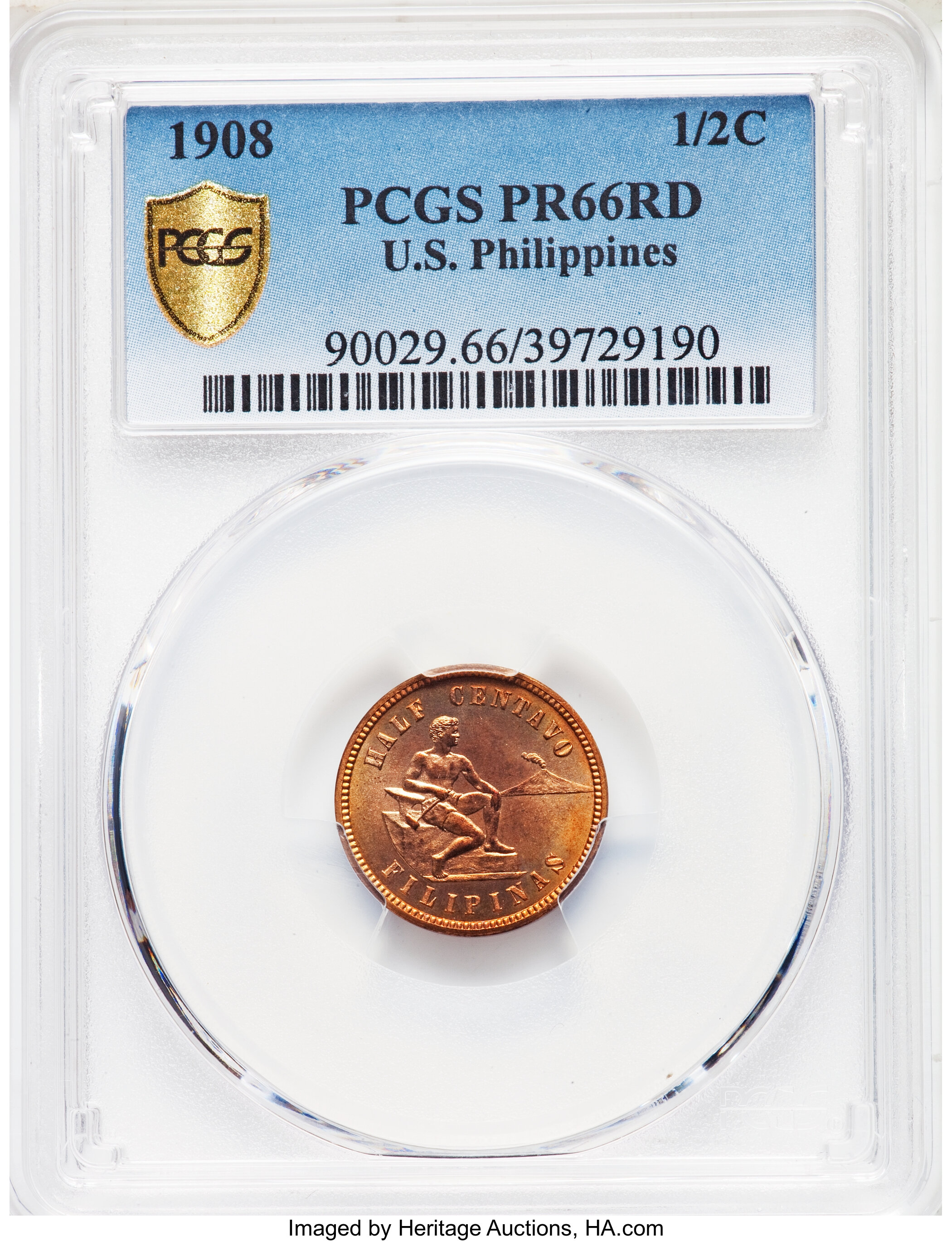 image for: 1908 1/2C Philippines Half Centavo PR66 Red PCGS. PCGS Population: (10/0 and 0/0+). NGC Census: (0/0 and 0/0+).  From...