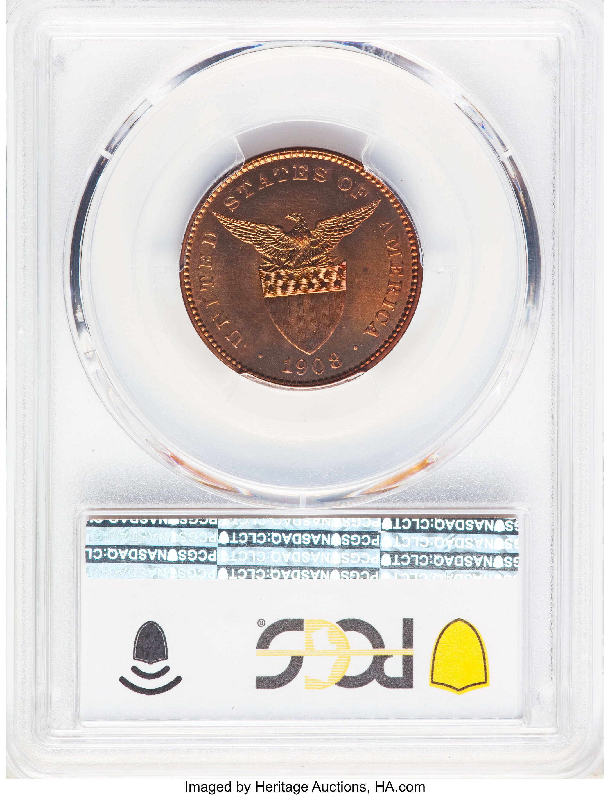 image for: 1908 1C Philippines Centavo PR67 Red PCGS. PCGS Population: (5/0 and 0/0+). NGC Census: (0/0 and 0/0+).  From The Mah...