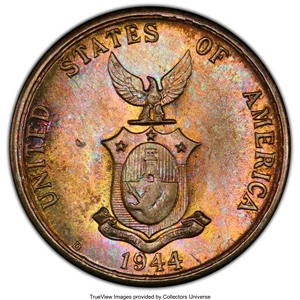 image for: 1944-D/S 20C Philippines 20 Centavos, Allen-12.04a, MS67 PCGS. PCGS Population: (2/0 and 0/0+). NGC Census: (0/0 and 0/0+)....