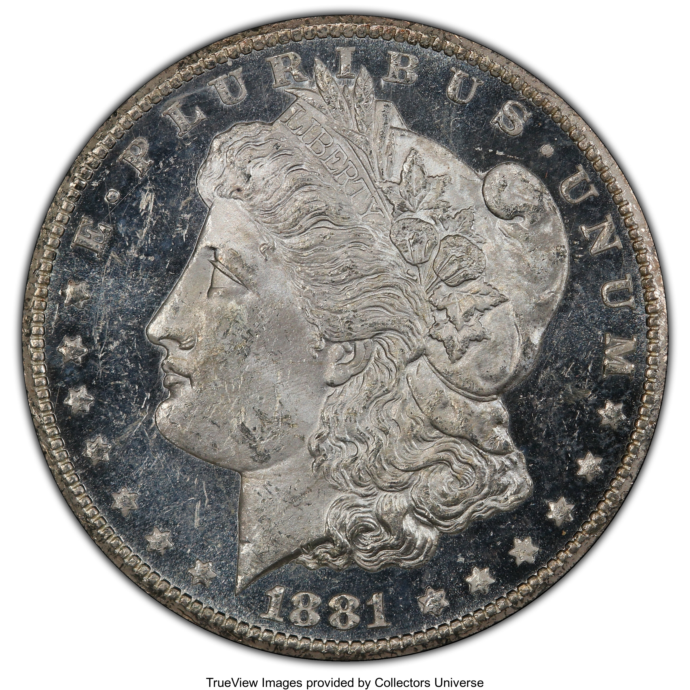 1881-CC $1 MS61 Deep Mirror Prooflike PCGS. PCGS Population: (13/1249 and 0/40+). NGC Census: (12/463 and 0/12+). MS61. ...