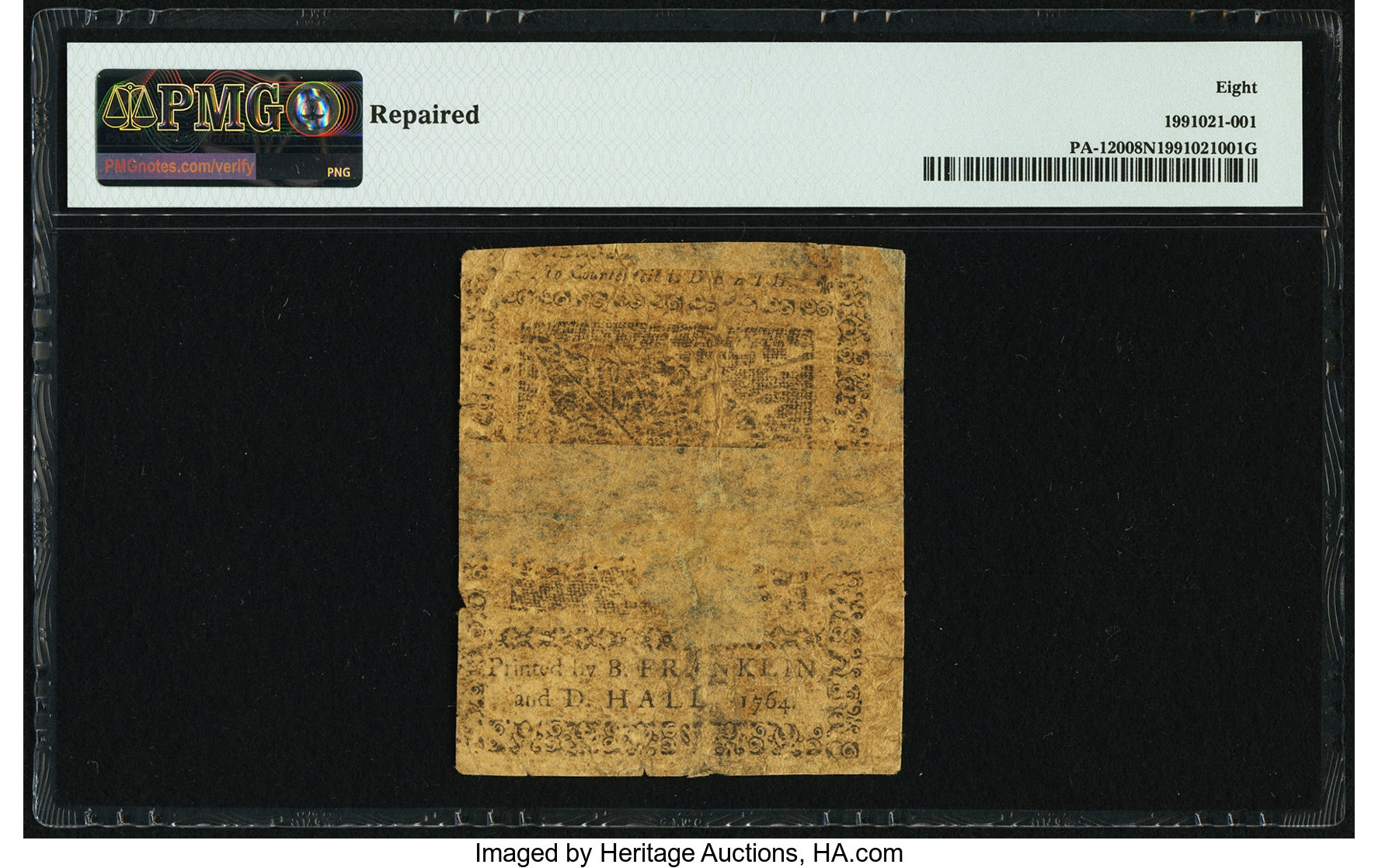 image for: Pennsylvania June 18, 1764 1s 6d PMG Very Good 8 Net....