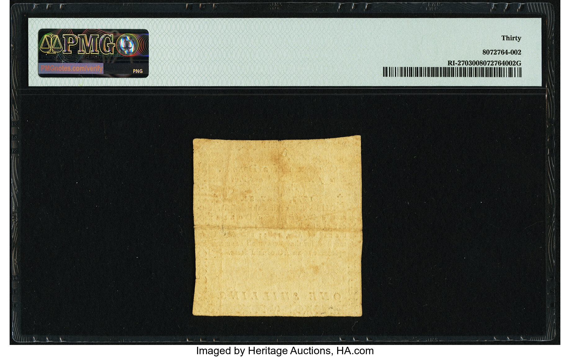image for: Rhode Island May 22, 1777 $1/6 PMG Very Fine 30....