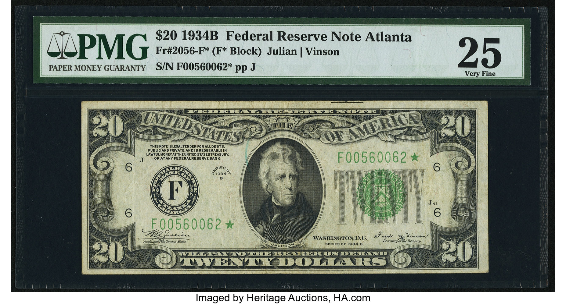 1934B $20 Atlanta, Star Replacement (Fr. 2056F*)