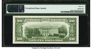 image for: Fr. 2058-K $20 1934D Wide Federal Reserve Note. PMG Gem Uncirculated 65 EPQ....
